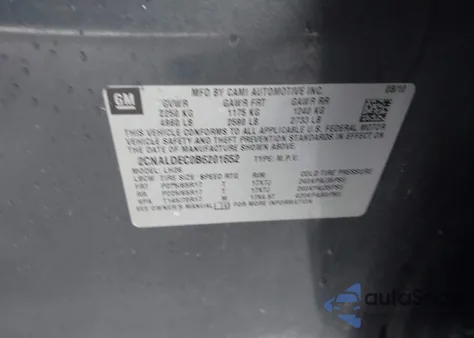 2011 Chevrolet Equinox 1Lt z USA, uszkodzony, nr VIN 2CNALDEC0B6201652